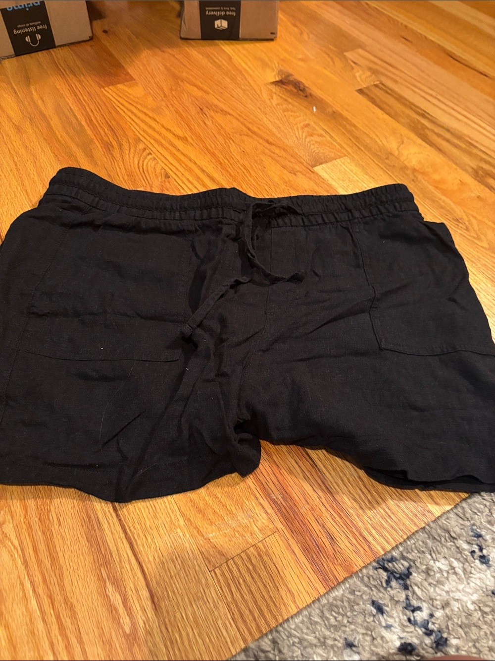 Black Casual Drawstring Shorts